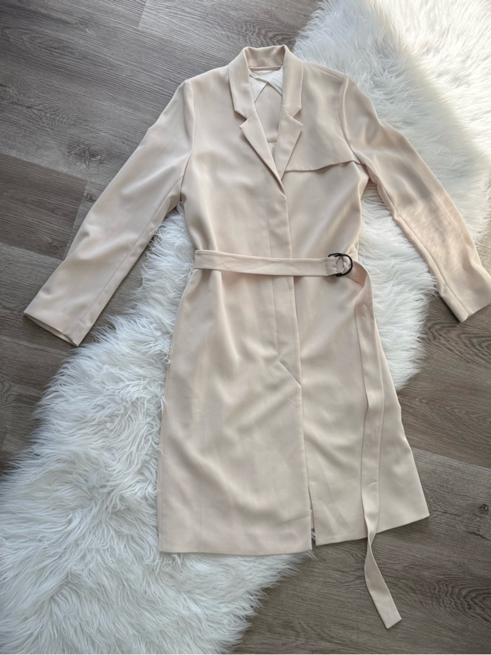 & Other Stories Cream Belted Long Sleeve Trench Dress